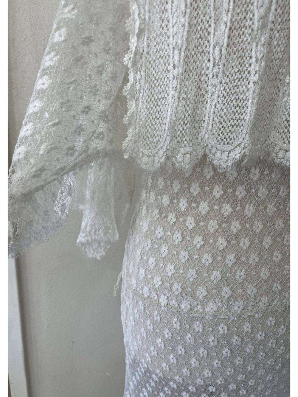 Vtg Jessica McClintock White Lace Prairie Dress Drop Waist Blouson Size 12 M - Picture 12 of 16